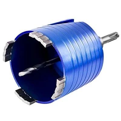 Imagen de S&amp;R Corona de Perforación Diamante Set 72 mm Altura segmento 10 con Broca Central 8 x 120 + Adaptador SDS plus Caja estable Avellanador latas