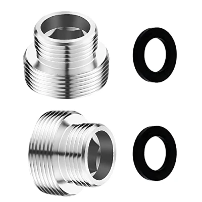 Imagen de Adaptadores de Grifo Adaptador Roscado M18 Macho a M22 Conector Aireador Latón para Fregadero Cocina y Purificador Agua con Juntas Goma 2 Piezas