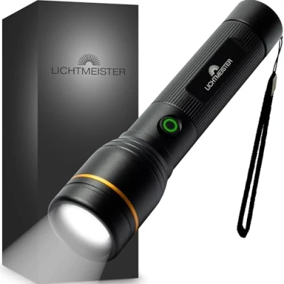Imagen de LICHTMEISTER® Linterna (1000 lúmenes, batería de 4000 mAh) Linternas LED alta potencia potente recargable y extremadamente brillante
