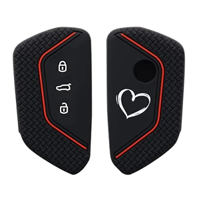 Imagen de kwmobile Carcasa Compatible con Llavero de VW Golf 8 Llave Coche 3 Botones Funda para Mando Silicona Blanco/Negro