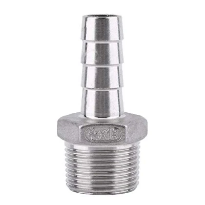 Imagen de Conector de Manguera Acero Inoxidable SS304 BSP Cola Lengüeta Conexión Tubería Rosca Macho 1/8 &quot; 3/4&quot;(3/4 * 15mm)