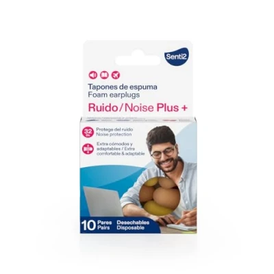 Imagen de Senti2 Tapones oidos ruido dormir espuma 20 uds (10 pares)