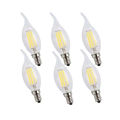 Imagen de ENGEYA Paquete de 6 bombillas LED E14 4 W, 400 lm, luz blanca fría 6500 K, equivalente a incandescentes 40 bombilla pequeña Edison rosca transparente, no regulable