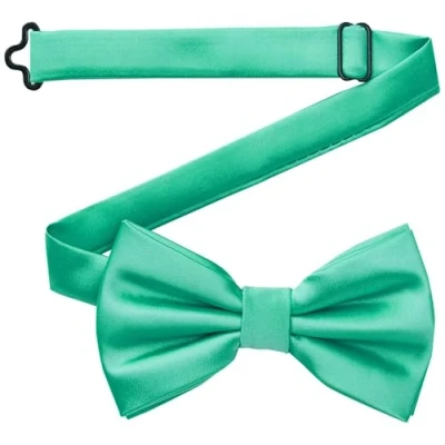 Imagen de DonDon pajarita para hombre hecha a mano con aspecto de seda 12 x 6 cm Menta