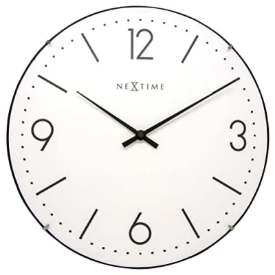 Imagen de NeXtime Reloj de pared &quot;BASIC DOME&quot;, muy silencioso, redondo, blanco, ø 35 cm