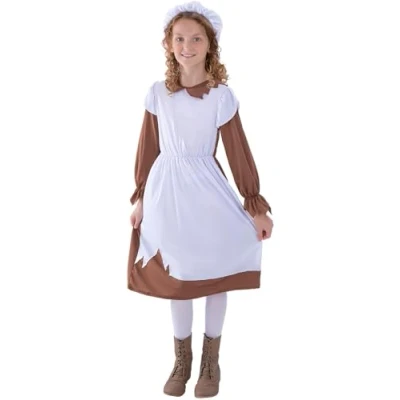 Imagen de Smiffys Disfraz de victoriana pobre, marrón, con vestido y sombrero