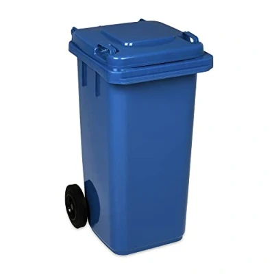 Imagen de Jestic Cubo de basura 120 240 para con ruedas goma silenciosas recogida diferenciada, reciclaje interior exterior EN840 (120 Litros, Azul)