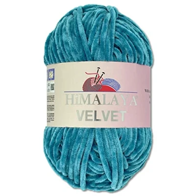 Imagen de Wohnkult Himalaya Velvet Dolphin 90041 Lana aterciopelada, ovillo de 100 g, 40 colores a elegir, hilo tricotar felpilla, brillante, accesorio para prendas y mantas (azul Pacífico)