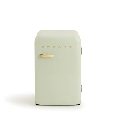 Imagen de CREATE / RETRO FRIDGE 83.5 WOOD/Frigorífico verde pastel maneta madera 98W, bajo consumo, 2 estantes, regulador temperatura, botellero, 56x54x84cm