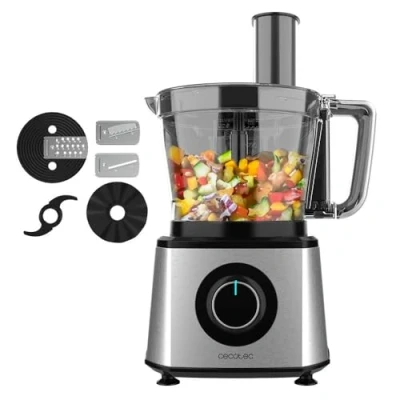 Imagen de Cecotec Procesador de alimentos Paprika 1300, 2000W Potencia, Acero Inoxidable, Bowl 3,5 L, 2 Velocidades, 3 Discos corte, 1 Cuchilla para picar y amasar