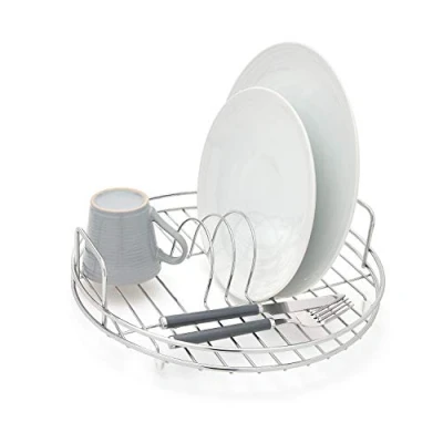 Imagen de simplywire Escurreplatos Circular Bandeja recogegotas Redonda para el Fregadero Cromado