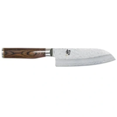 Imagen de KAI Shun Premier Tim Mälzer Santoku 14 cm longitud de la hoja Núcleo VG MAX 61 (±1) HRC, 32 capas Damasco pulido Madera Pakka veteada color marrón medio Superficie martillada
