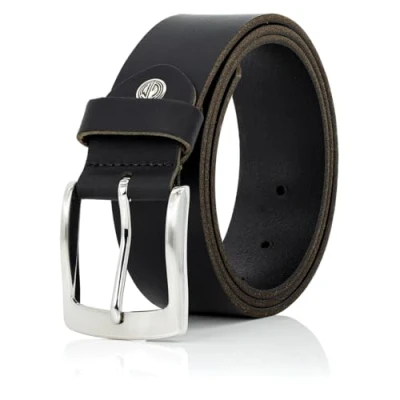 Imagen de LINDENMANN cinturón de piel para hombre, 40 mm ancho, vacuno color negro, Negro , 90