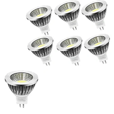 Imagen de OUGEER 6 bombillas LED GU5.3 MR16, AC85 265 V, blanco frío, 6000 K, W, 60 W equivalente, casquillo GU5,3, sin parpadeo, diámetro de 50 mm, aluminio no regulable