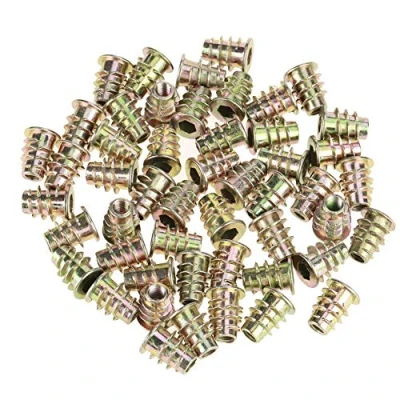 Imagen de 50 piezas M5 * 13 mm cabeza hexagonal, tuercas de muebles aleación zinc roscadas para inserto madera