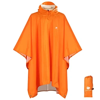 Imagen de Anyoo Poncho de Lluvia Reusable Ripstop transpirante Ligero a Prueba Agua Multiuso Impermeable con Capucha Ideal para el Aire Libre Campamento Excursionismo y Pesca, Azul, Talla única