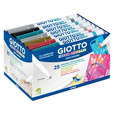 Imagen de Giotto Decor Metallic, Rotuladores Multisuperficie, Colores Surtidos, Paquete de 25