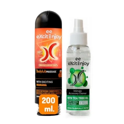 Imagen de Excite Gel Lubricante íntimo pareja efecto calor con Guaraná + Limpiador spray higienizante de accesorios íntimos Árbol Té Vegano y Sin Alcohol