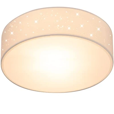 Imagen de Monzana Lámpara Techo de Tela Redonda Ø38cm Efecto Cielo Estrellado para dormitorio comedor oficina Blanco
