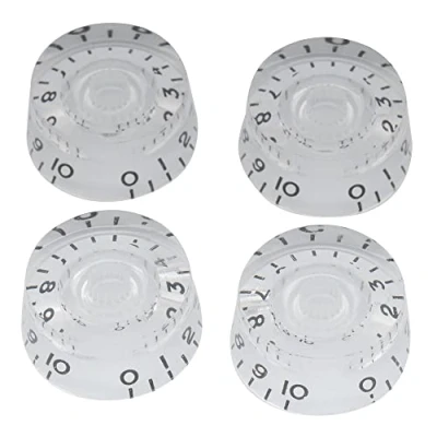 Imagen de Musiclily Métrica 6mm Perillas de velocidad Botones Potenciómetros para Guitarra Estilo Single Cut,Transparente con Numero Negro(4 Piezas)