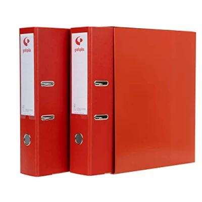 Imagen de Grafoplás 7279251－Módulo de 2 archivadores con palanca 65mm color rojo