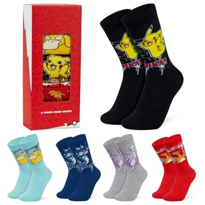 Imagen de Pokémon Calcetines Transpirables de Pantorrilla para Niño, Pack 5 Regalos Niños (Multi, 35/39 EU)