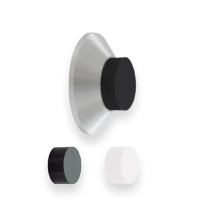 Imagen de Evi Herrajes Tope para Puerta Adhesivo Colocación en Pared 35x15mm Acero Inoxidable Satinado Mate Forma cónica Dos Gomas Incluidas Instalación Adhesiva o Tornillo