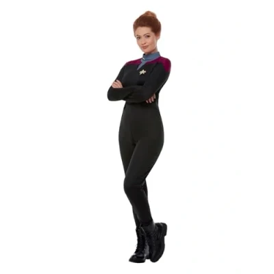 Imagen de Smiffys Star Trek, Uniforme Comando Voyager, Granate, Mono, insignia Delta e insignias de rango