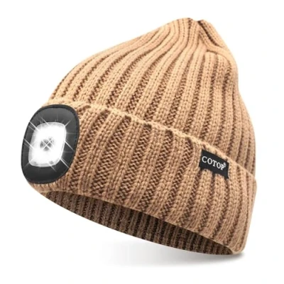 Imagen de COTOP Gorro con LED, Regalo para Hombres Mujeres, Unisex Invierno Cálido Manos Libres Iluminado Correr, Camping, Senderismo, Actividades Nocturnas