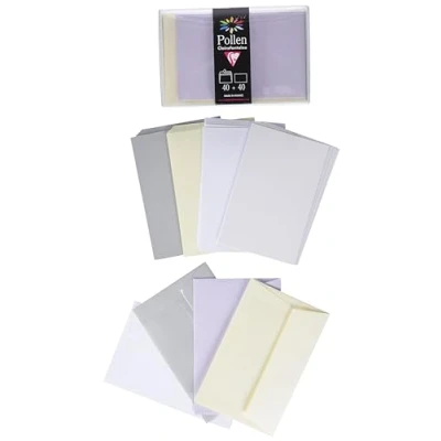 Imagen de Clairefontaine 20841C Correspondance Pollen Coffret 40 Enveloppes 9x14cm + Cartes Simples 8,2x12,8cm Thème Mariage 5 Coloris Différents