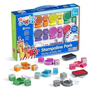 Imagen de Learning Resources Set de actividades del Parque Stampolines, colores los Numberblocks, tintas lavables, manualidades, 3+ años edad, regalos para niños