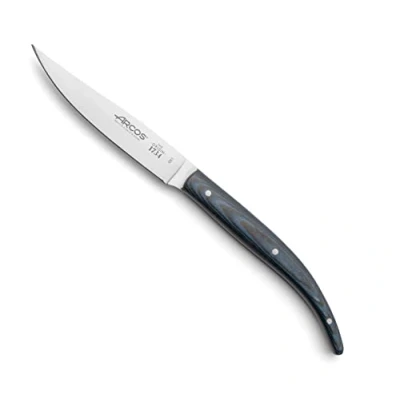 Imagen de Arcos Cuchillo carne/mesa con Hoja Acero Inoxidable Nitrum 110 mm. Mango ergonómico polioximetileno POM. los bordeserrados hacen perfectos para cortar. Serie Mesa. Color azul.