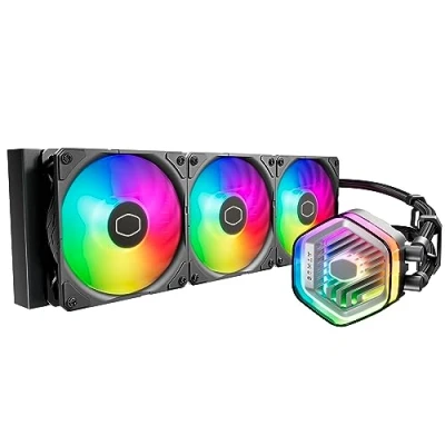 Imagen de Cooler Master MasterLiquid Atmos 360 Black Refrigeración Líquida para CPU AIO, Bomba Doble Cámara, Ventiladores SickleFlow 120 Edge Preinstalados, ARGB Gen 2, LGA1700 y AM5