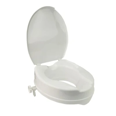 Imagen de Stock Fachmann® elevador de asiento inodoro inteligente 5 cm, 10 cm o 15 con tapa sin tapa, inodoro, para personas mayores, color blanco, soporta 200 kg