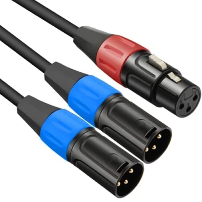 Imagen de JOMLEY XLR Divisor Cable, 1 Hembra a 2 Macho Y Cable Equilibrado Micrófono Cordón Audio Adaptador 0,5 Metro