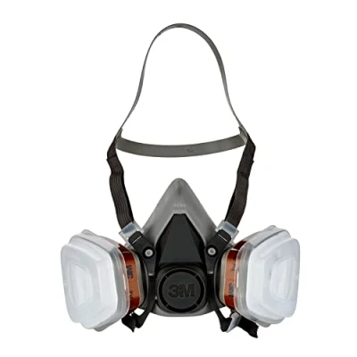 Imagen de 3M 6002 C1 Semimáscara respiradora reutilizable para pintura con doble filtro, Protección respiratoria, Peso facial 82 gr, Gris
