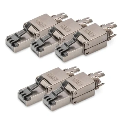Imagen de DIGITUS Conector de Red Cat 8.1 5 Piezas apantallado 360 Campo RJ45 Cat8 sin Herramientas 2000 MHz 25GBase T / 40GBase 25 Gbit/s 40 AWG 26/7 a 22/1