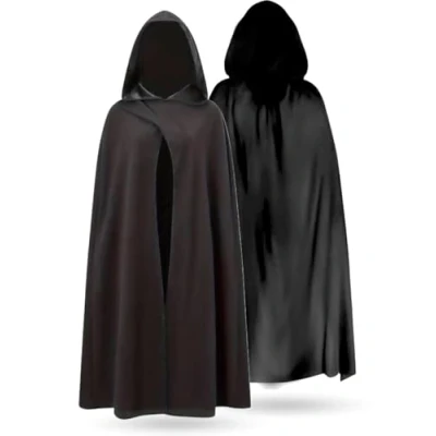 Imagen de FASCHINFEVER disfraz de vampiro para Halloween, capa con capucha, negro, como niños y adultos, carnaval carnaval, talla única
