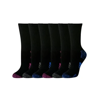 Imagen de Amazon Essentials Cómodos Calcetines Deportivos de Caña Media Algodón Alto Rendimiento, Acolchados y Transpirables Mujer, 6 Pares, Negro, 36 39.5