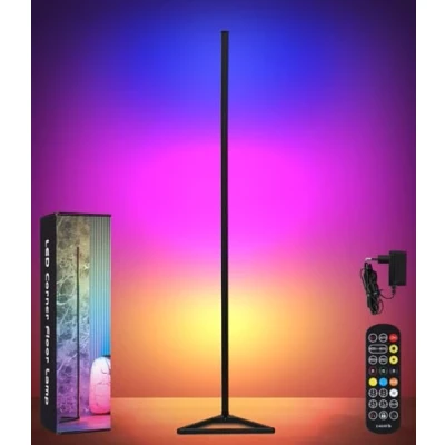 Imagen de Zaxiva Lámpara de pie LED ángulo,Lámpara ambiente moderna RVG con App Control remoto 16 millones colores,Sincronización musical y temporizador,Lámpara salón dormitorio, sala juegos