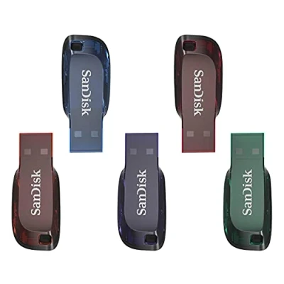 Imagen de SanDisk Cruzer Blade Memoria USB 2.0, Pack 5 Unidades de Colores, 32GB