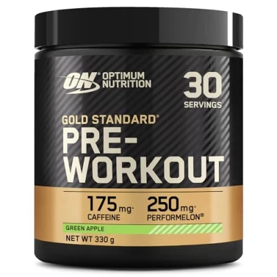 Imagen de Optimum Nutrition Gold Standard Polvo Pre Entrenamiento, Bebida Energética con Monohidrato de Creatina, Beta Alanina, Cafeína y Complejo Vitamina B, Sabor Manzana Verde, 30 porciones, 330 g