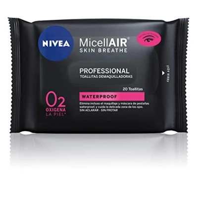Imagen de NIVEA MicellAIR Professional toallitas Desmaquilladoras, de limpieza facial, desmaquillador ojos y rostro para todo tipo piel 1 x 20 uds