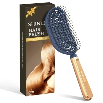 Imagen de SHINLEA cepillo desenredante en espiral, de secado rápido para cabello húmedo y seco, ecológico con cerdas suaves flexibles todo tipo peinados