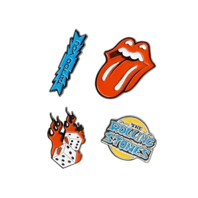 Imagen de Set Pins Rolling Stones 4 Figuras Stones, broches : Accesorio camiseta Merchandising Oficial