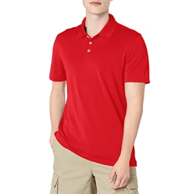 Imagen de Amazon Essentials Polo de Golf Secado Rápido Ajuste Entallado Hombre, Rojo, XL