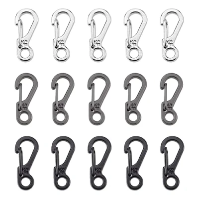 Imagen de Rayong Mosquetones Pequeños 15Pcs Mini Mosqueton, Mosqueton Escalada Pequeño, Mosquetón Forma de Aluminio, Llavero para Viaje Camping Senderismo