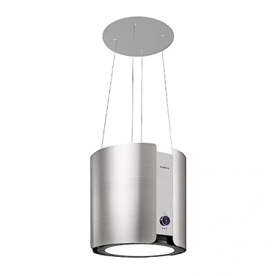 Imagen de Klarstein Skyfall Smart Extractor de humo tipo isla, campana aislada, control por aplicación móvil, 45 x 42 cm (ØxB), ventilación y extracción, 3 niveles, 402 m3/h iluminación LED, clase C, plateado