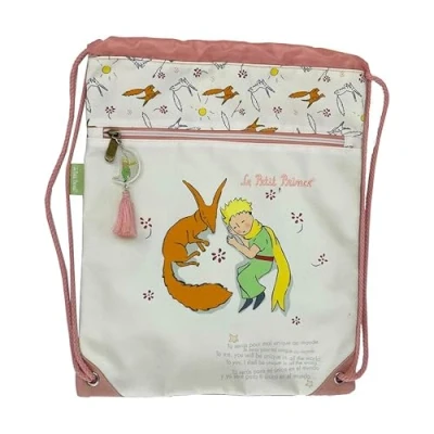 Imagen de El Principito Mochila Saco, con Cuerdas, Bolsa extraescolares, Little Prince, Color Beige, Producto Oficial (CyP Brands)