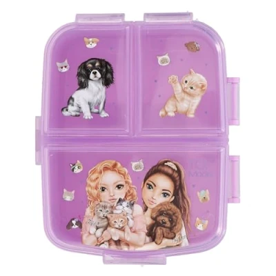 Imagen de Depesche 13518 TOPModel Kitty and Doggy Morado, con Motivo de Modelo, Perros y Gatos, Fiambrera 4 Compartimentos Tapa abatible, Multicolor, Universal